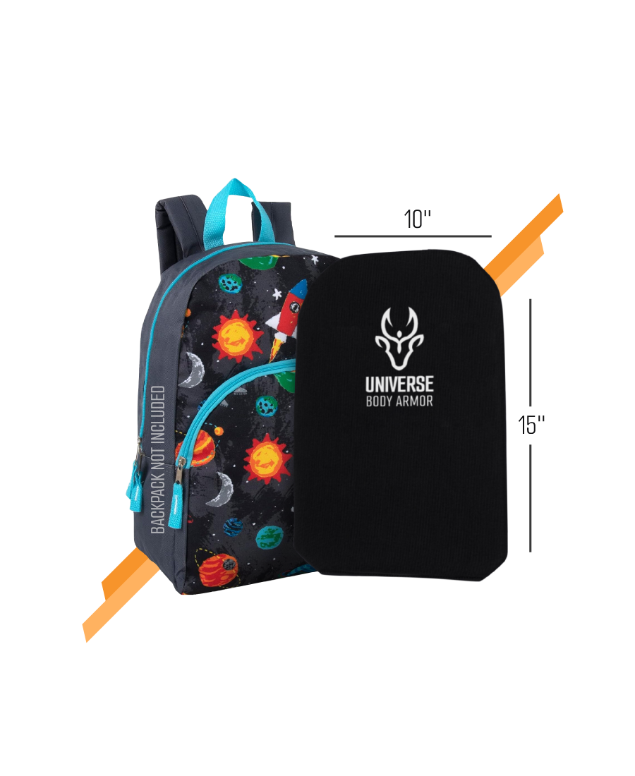 School bag ballistic panel NIJ Level IIIA 10x15 inside backpack - Universe Body Armor