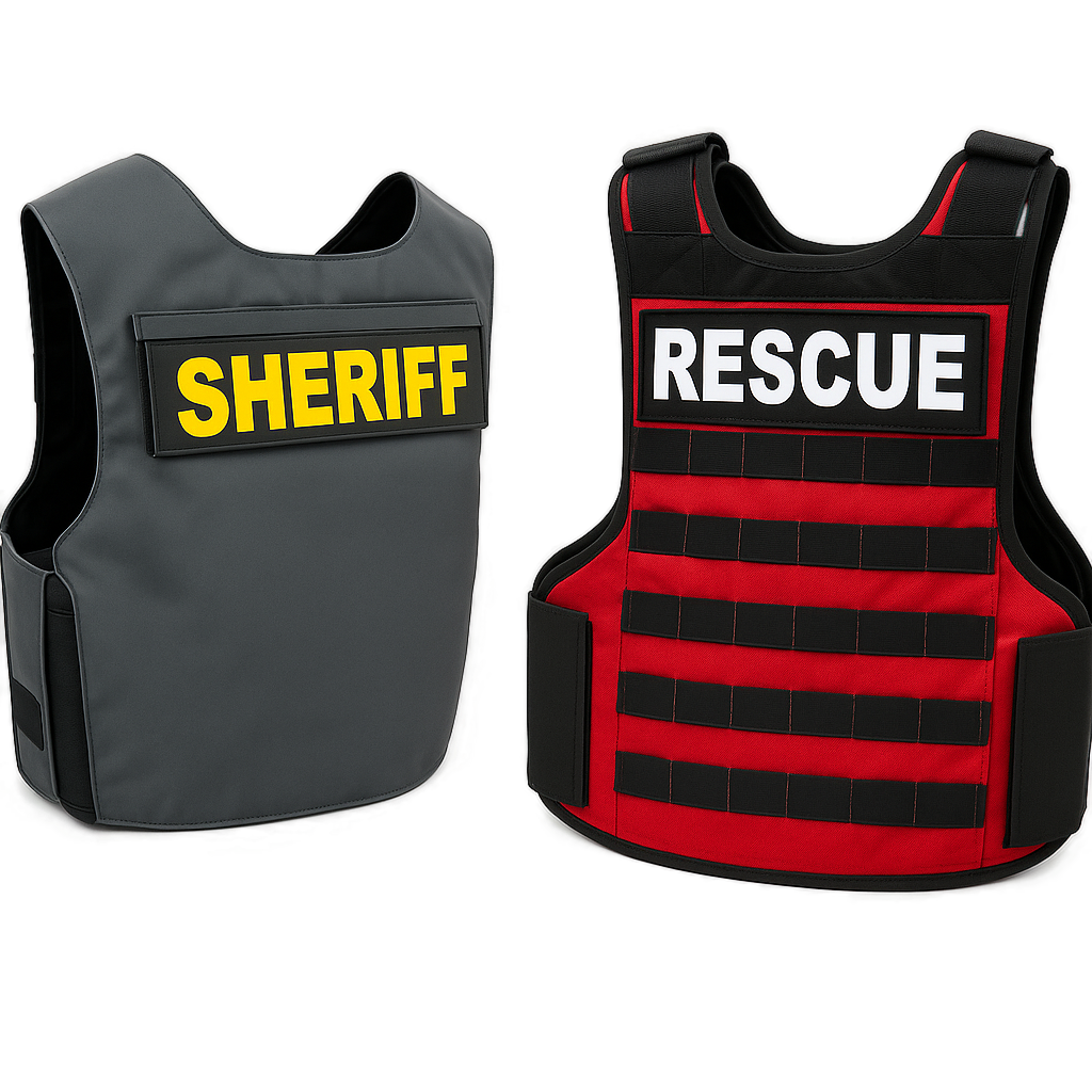 Front and back ID patches on tactical vest - Universe Body Armor