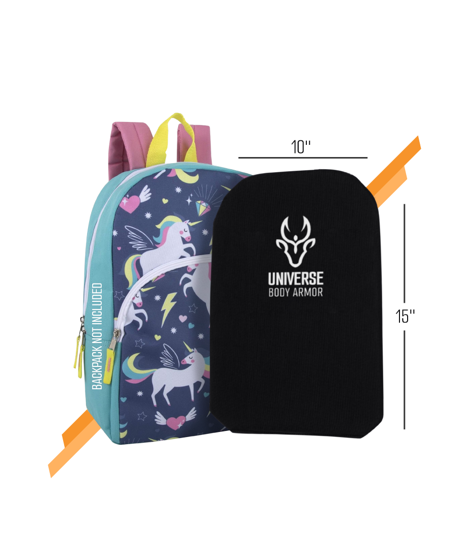 School bag ballistic panel NIJ Level IIIA 10x15 - front view - Universe Body Armor
